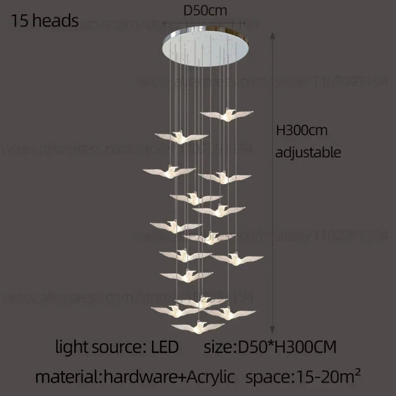 Bird LED Chandelier, view 15