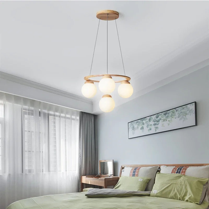 Wood glass chandelier
