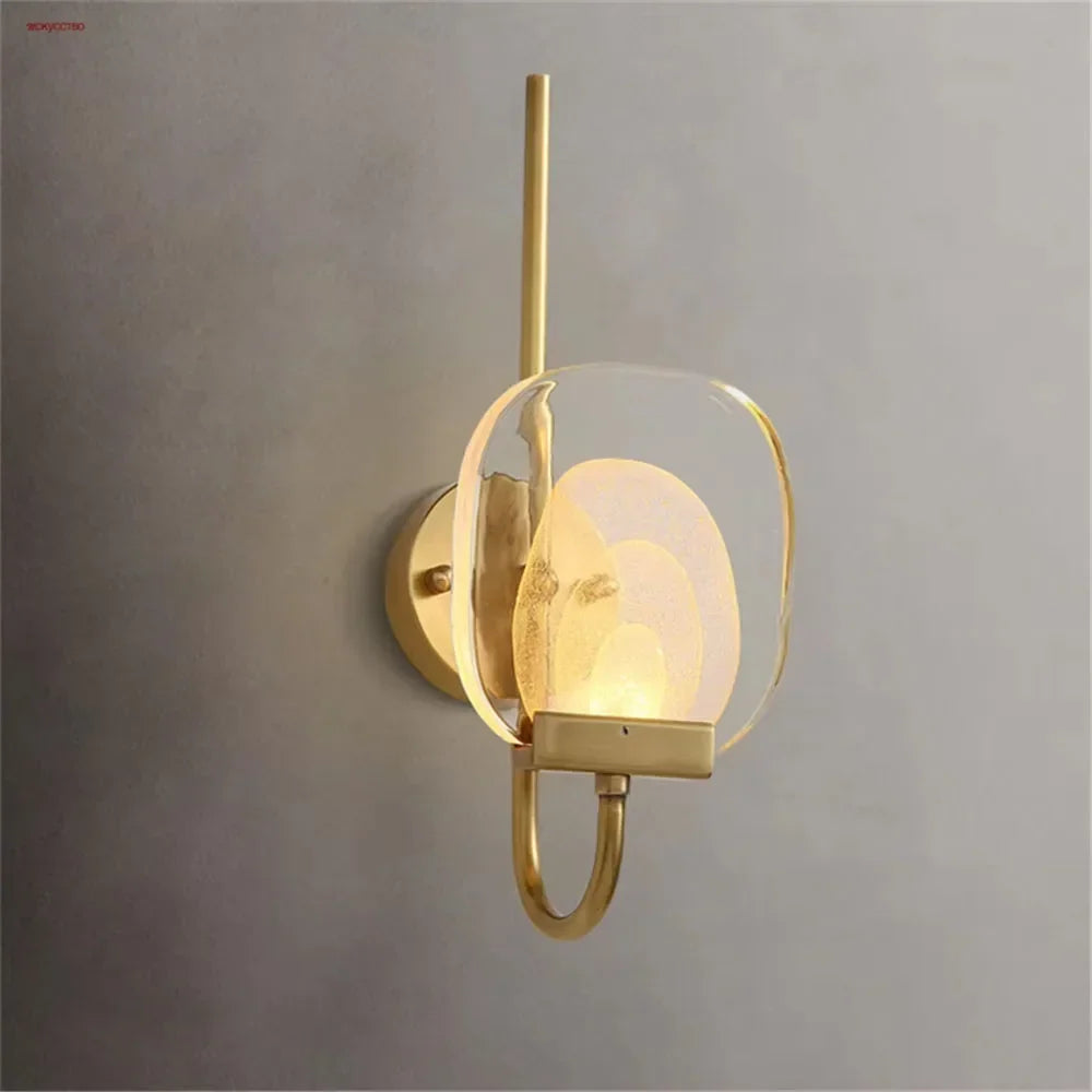 Brass crystal LED wall light