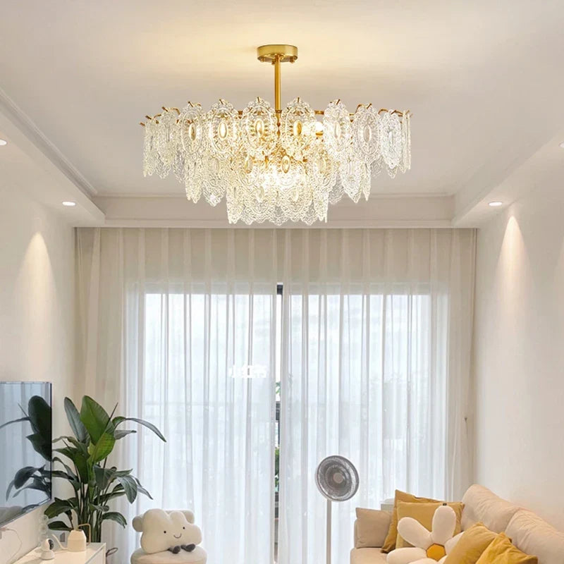 Tiered glass chandelier