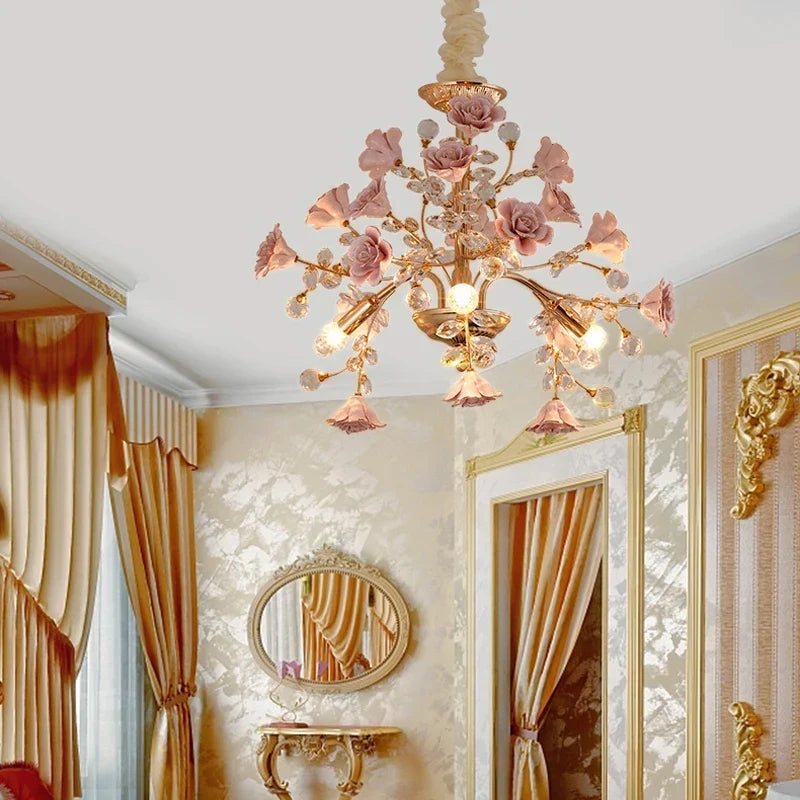 Porcelain crystal chandelier