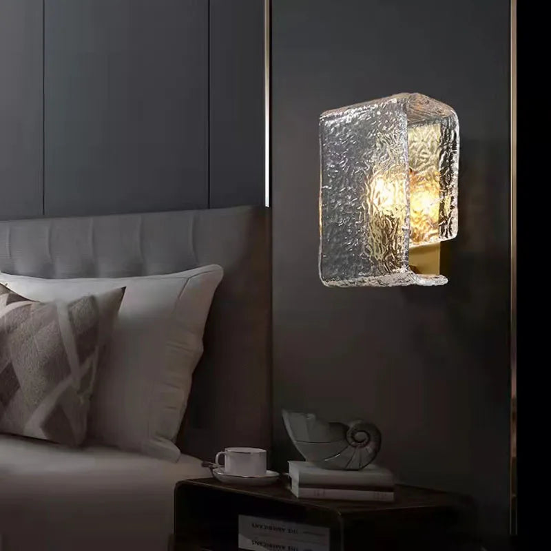 Ripple glass wall light in a bathroom