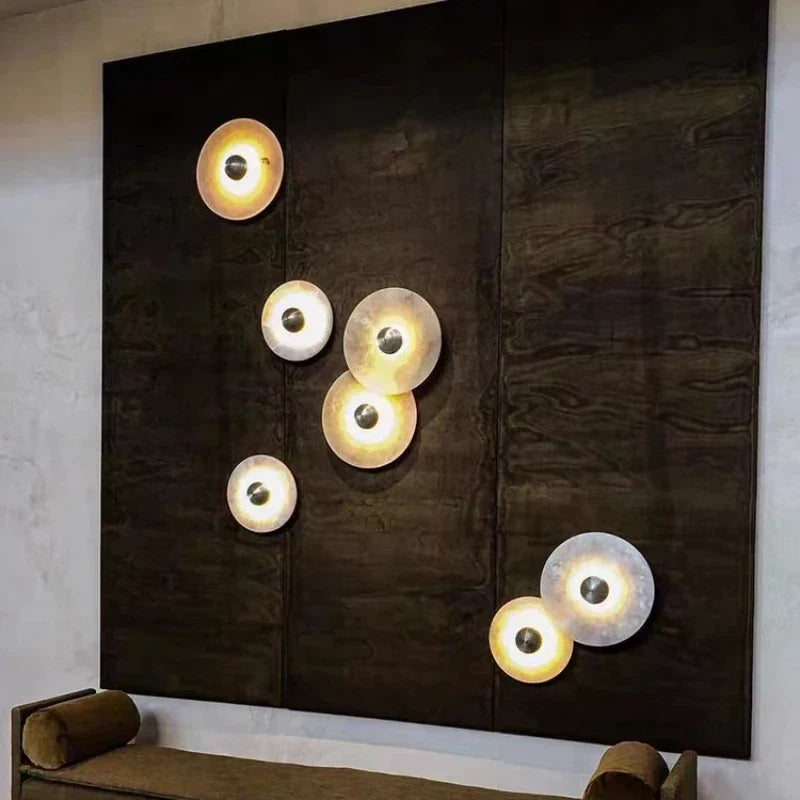 Round marble art deco LED wall light