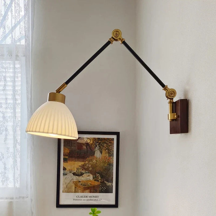 Industrial ceramic retractable wall light