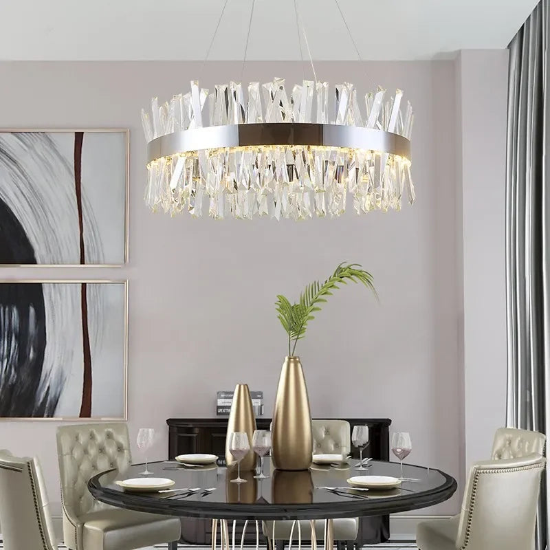 Gold crystal ceiling light