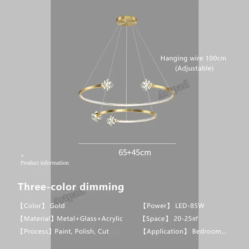 Gold Crystal Glass Pendant, view 7