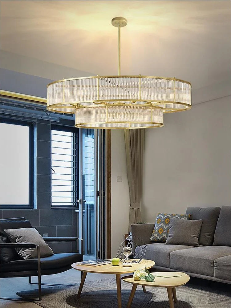Circular crystal chandelier