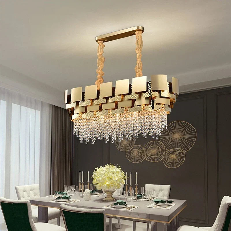Rectangle crystal chandelier