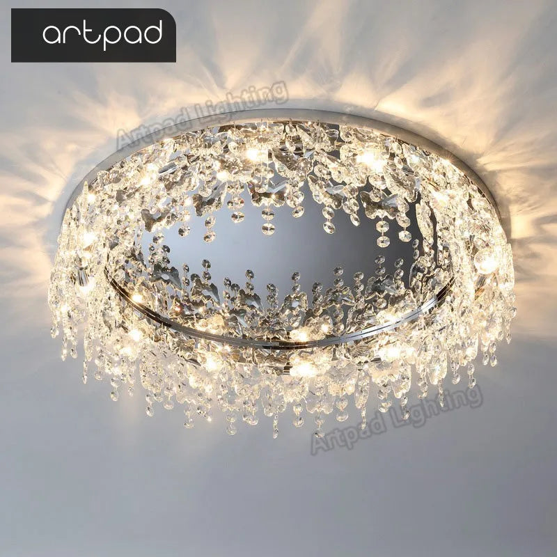 Metal crystal ceiling light