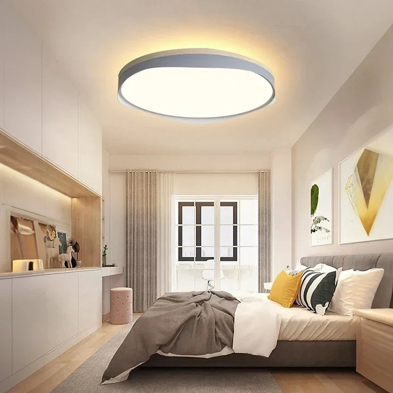 Wood grain fabric ceiling light
