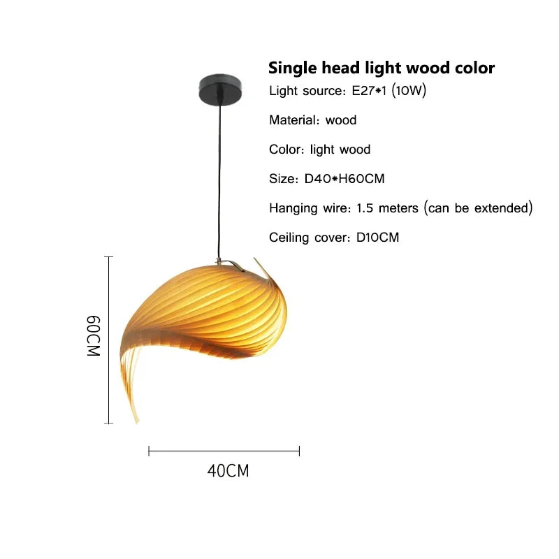 Japanese Pleated Wood Pendant, view 16