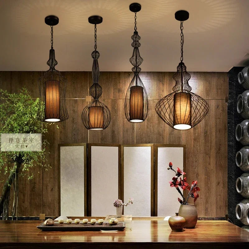 Birdcage pendant in a cafe