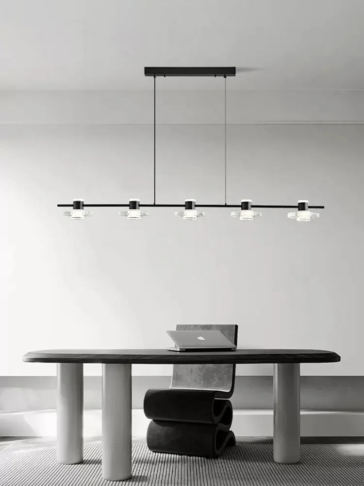 Brass linear chandelier