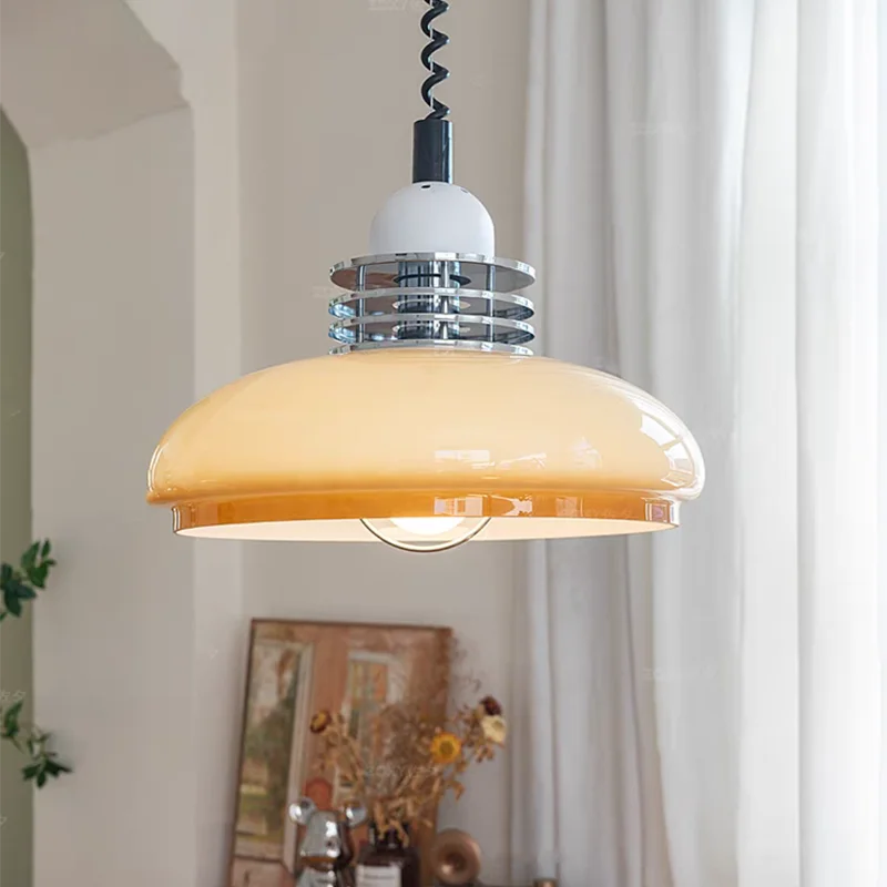 Retro retractable glass pendant