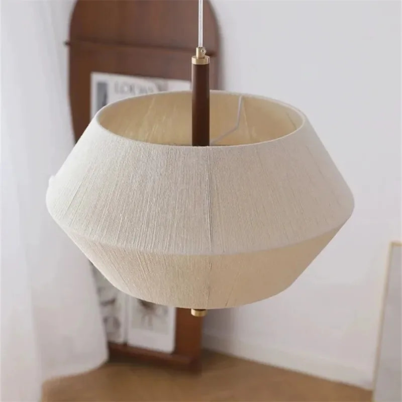 Rope pendant in a rustic dining room