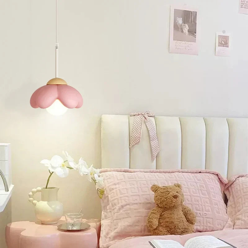 White LED pendant in a bedroom