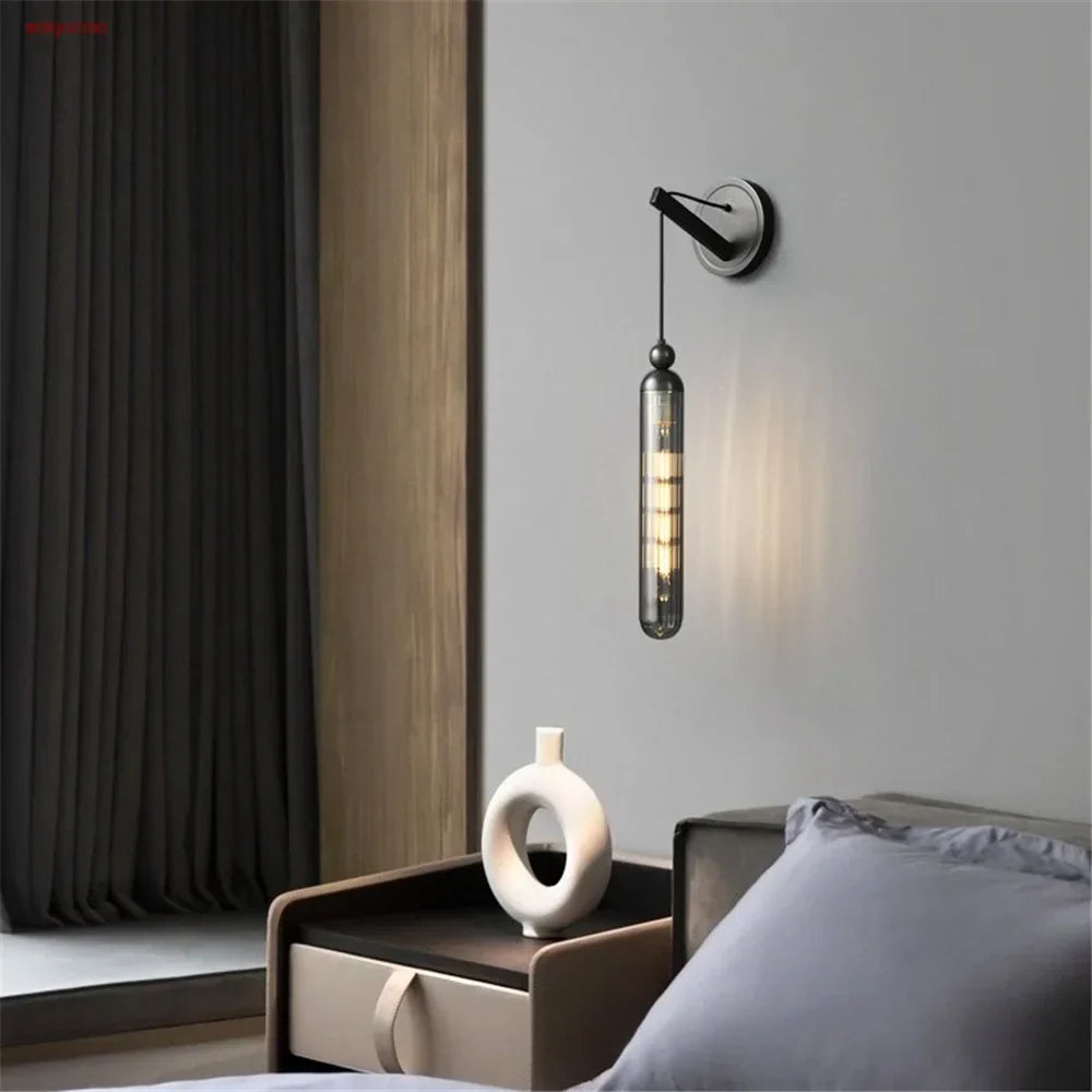 Copper glass wall light