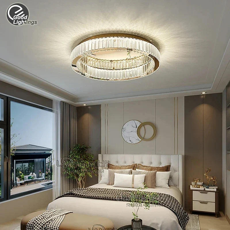 Crystal steel ceiling light