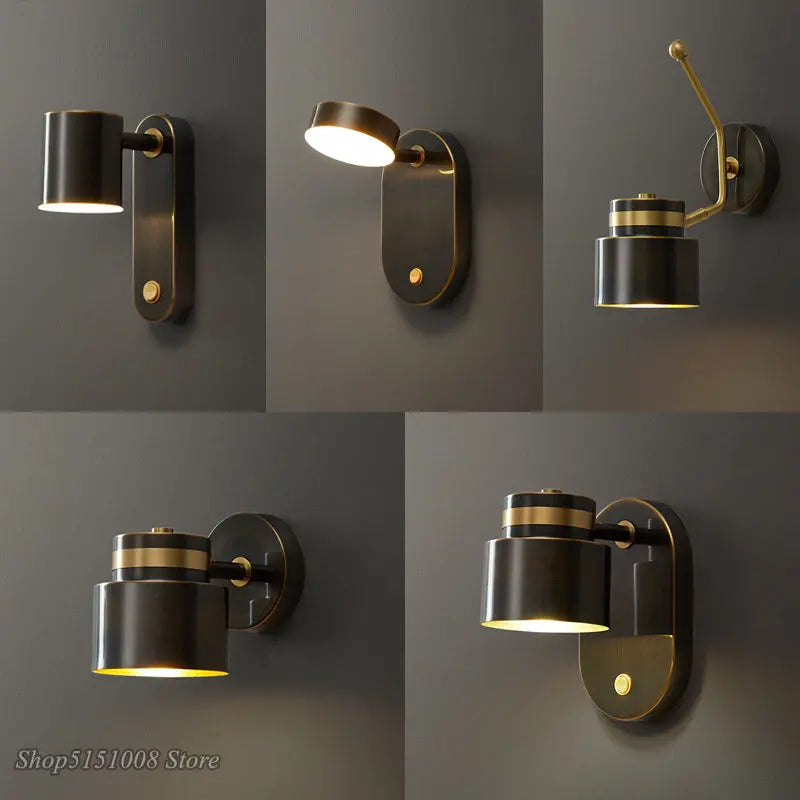 Copper wall light in a hallway