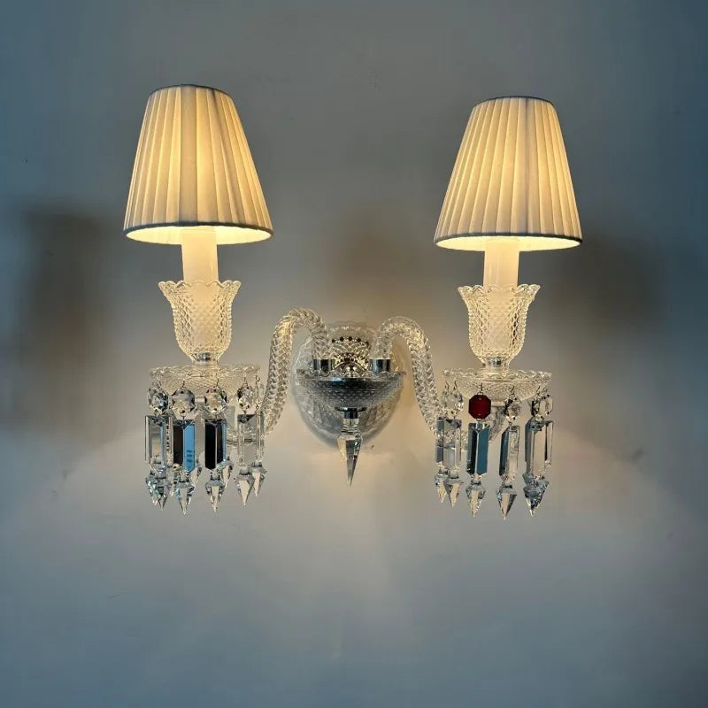 Black shade crystal sconce
