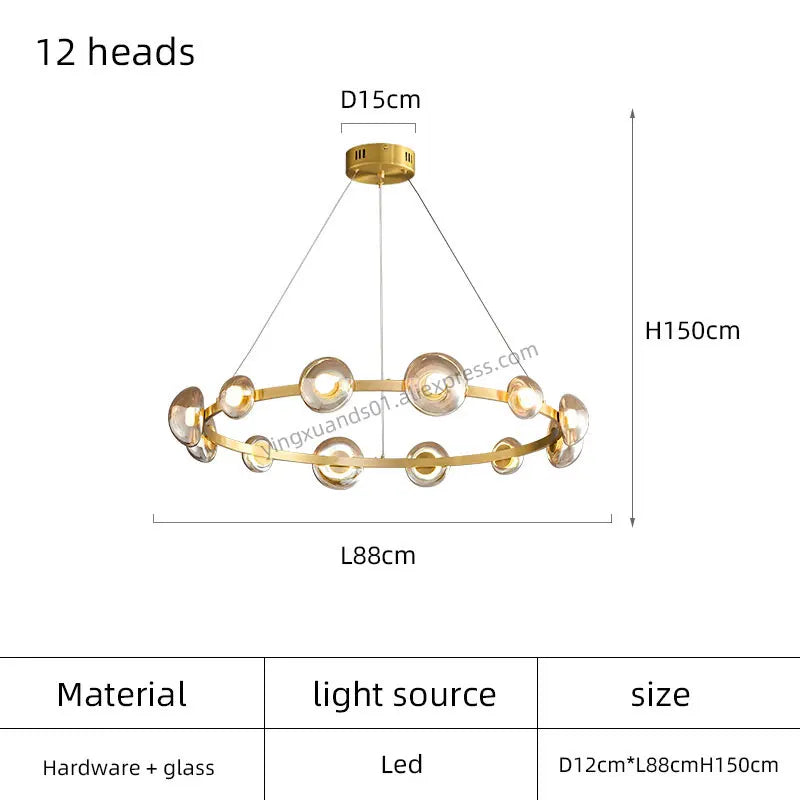 Modern Glass Chandelier, view 12