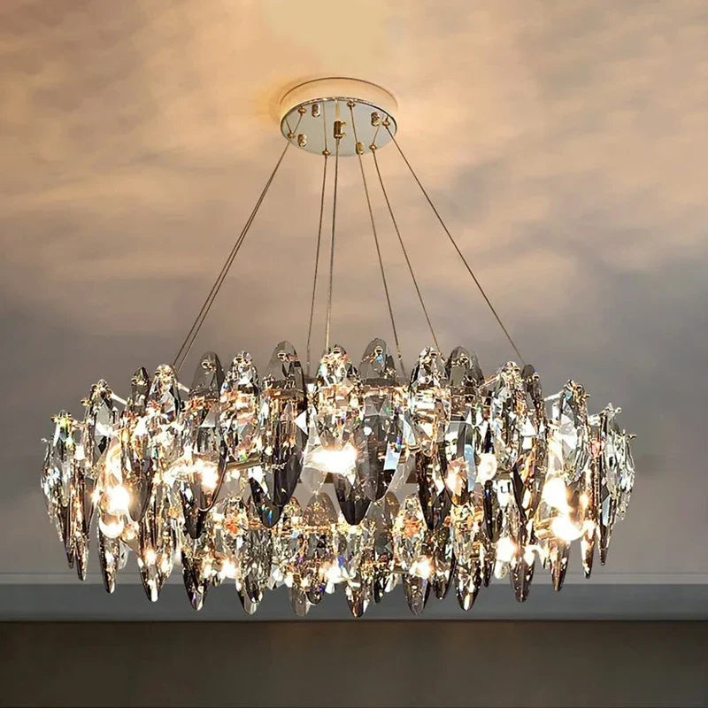 Brushed nickel crystal chandelier