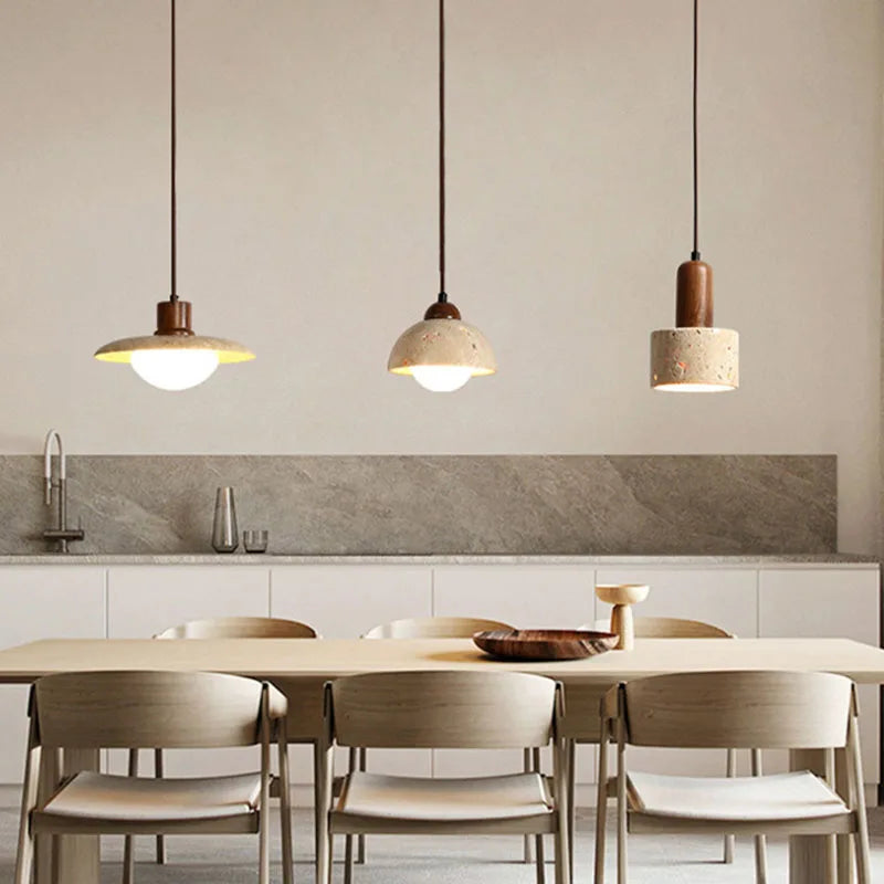 Natural stone pendant light