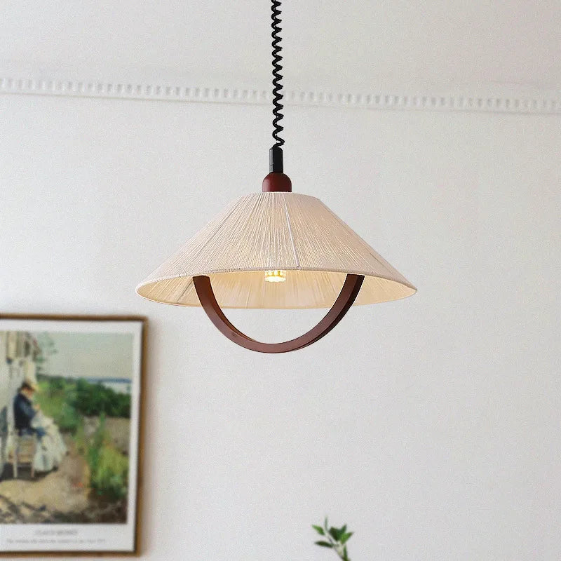 Retro fabric LED pendant