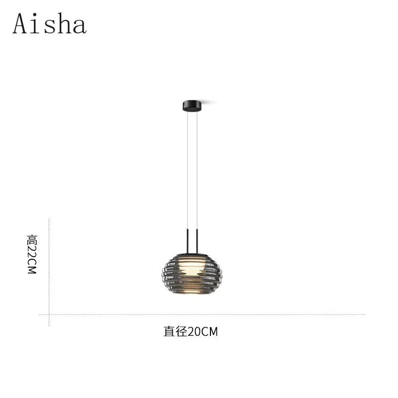Modern Glass Pendant, Light Gray, view 5