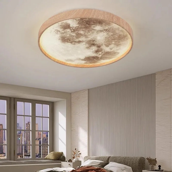 Moon wood ceiling light