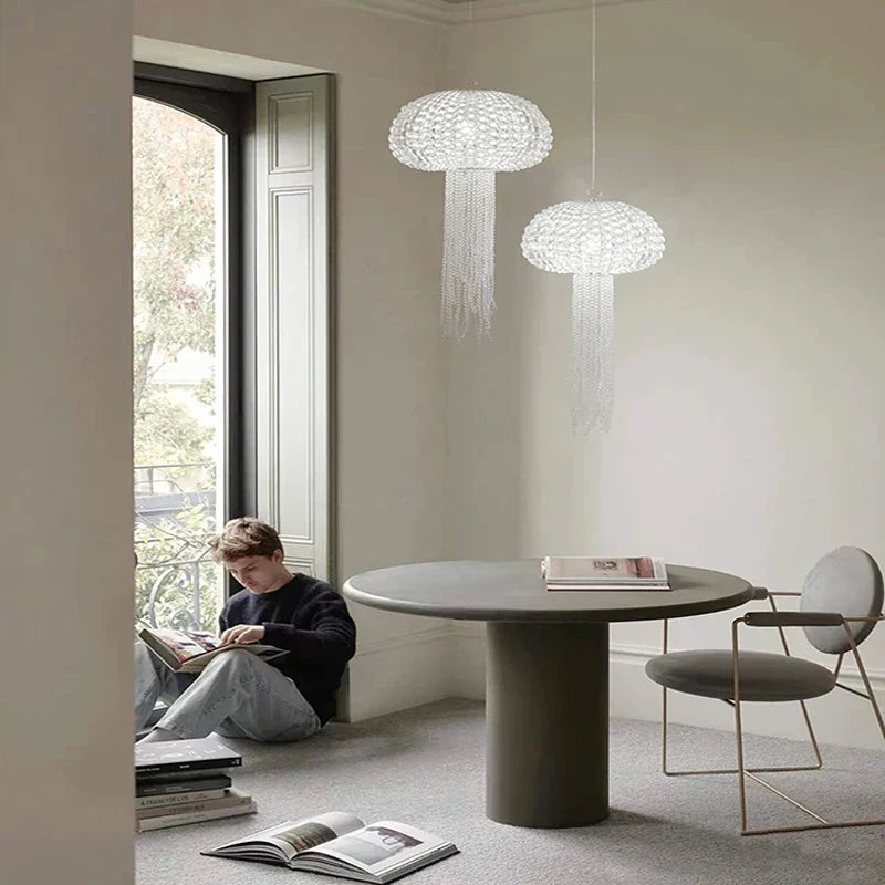 Crystal pendant in a bedroom