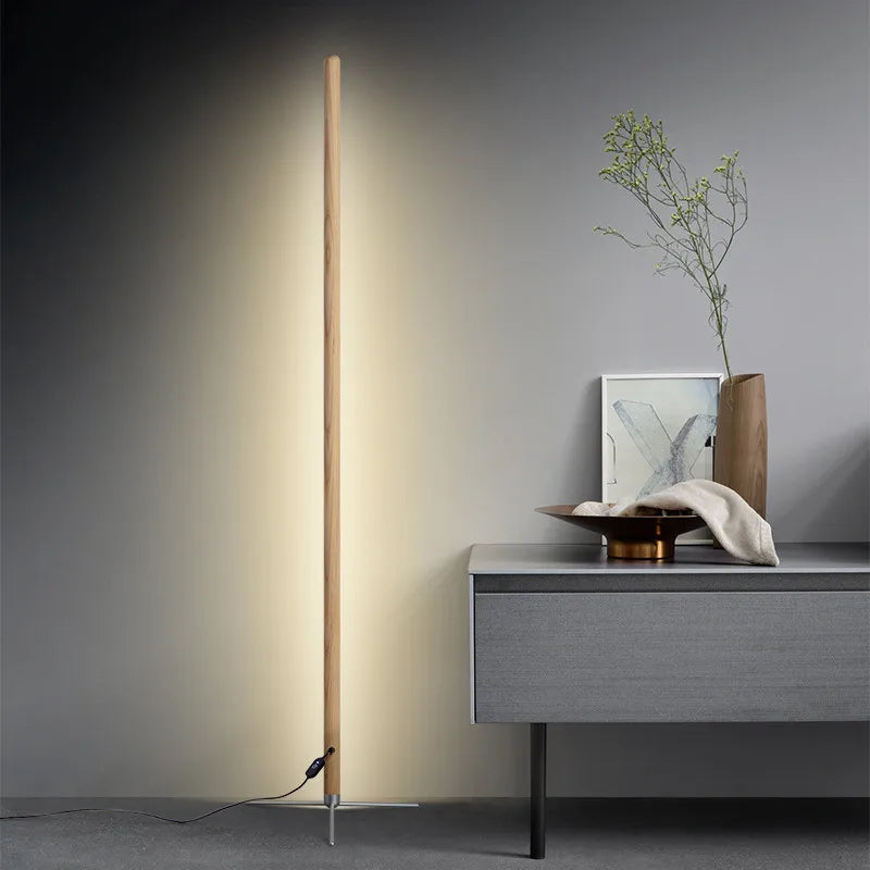Wood floor lamp