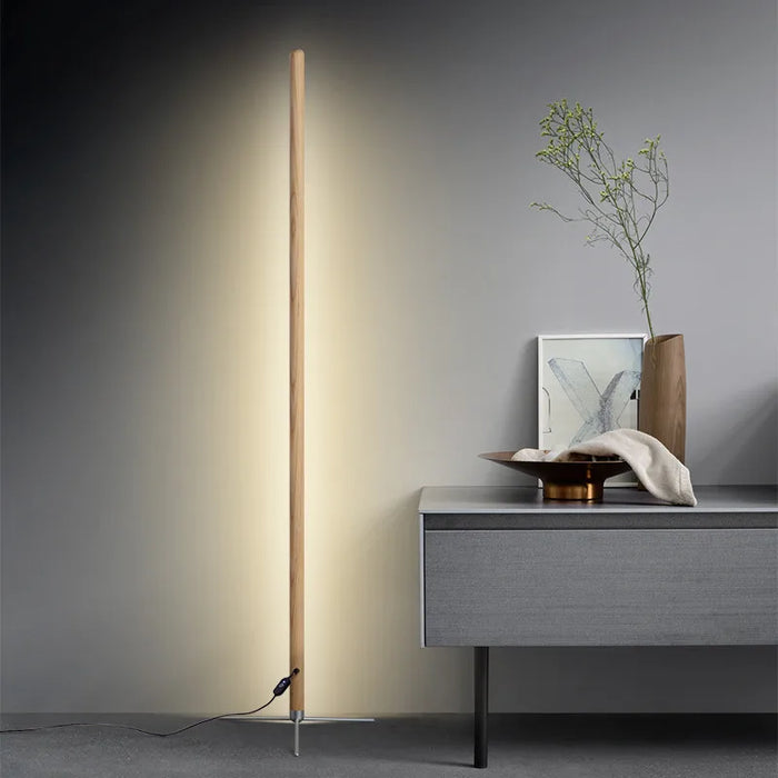 Wood floor lamp