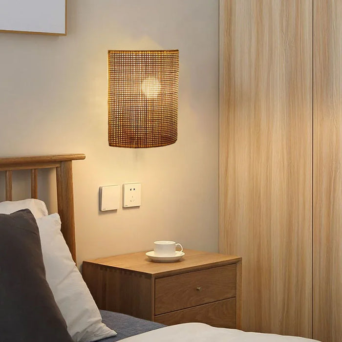 Rattan Southeast Asian wall sconce