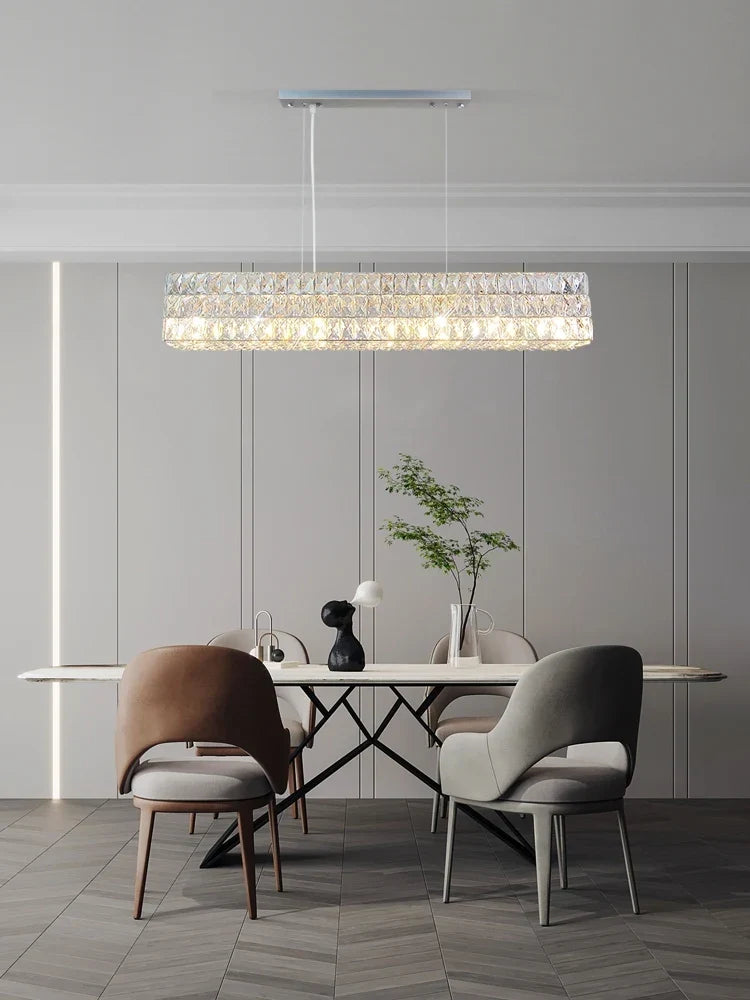 Linear crystal chandelier