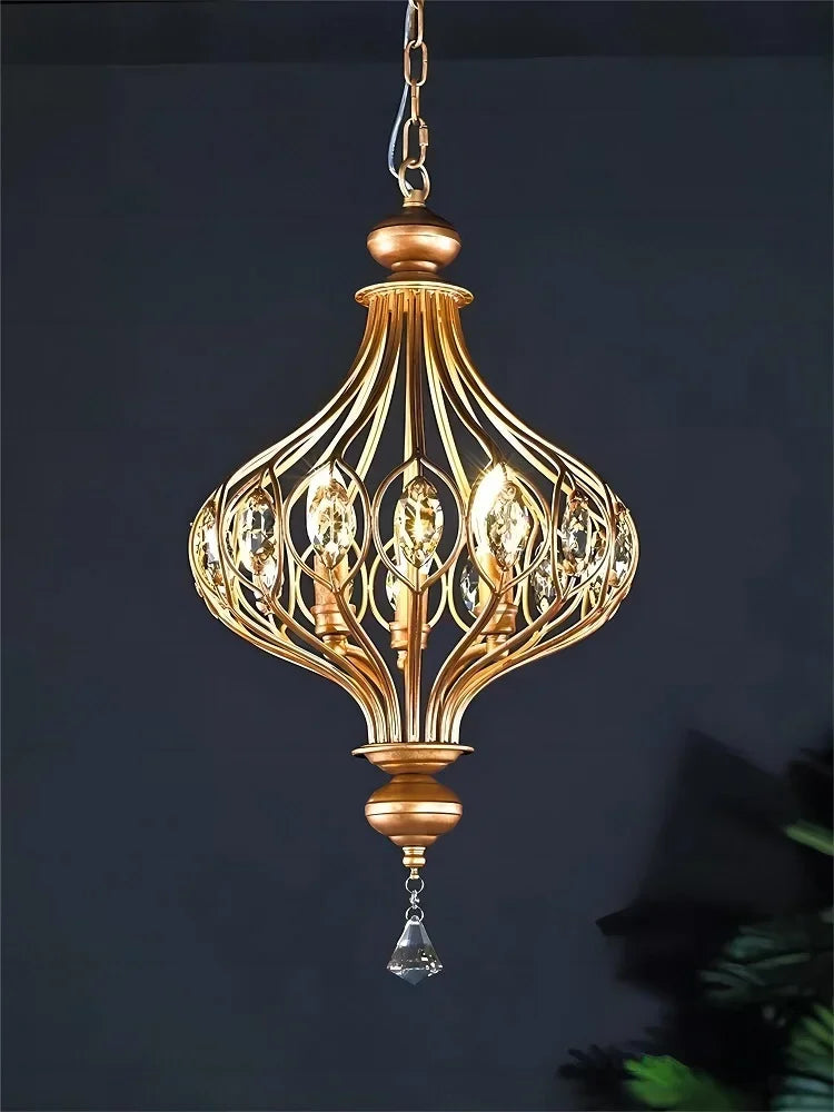 Silver crystal pendant in an entryway