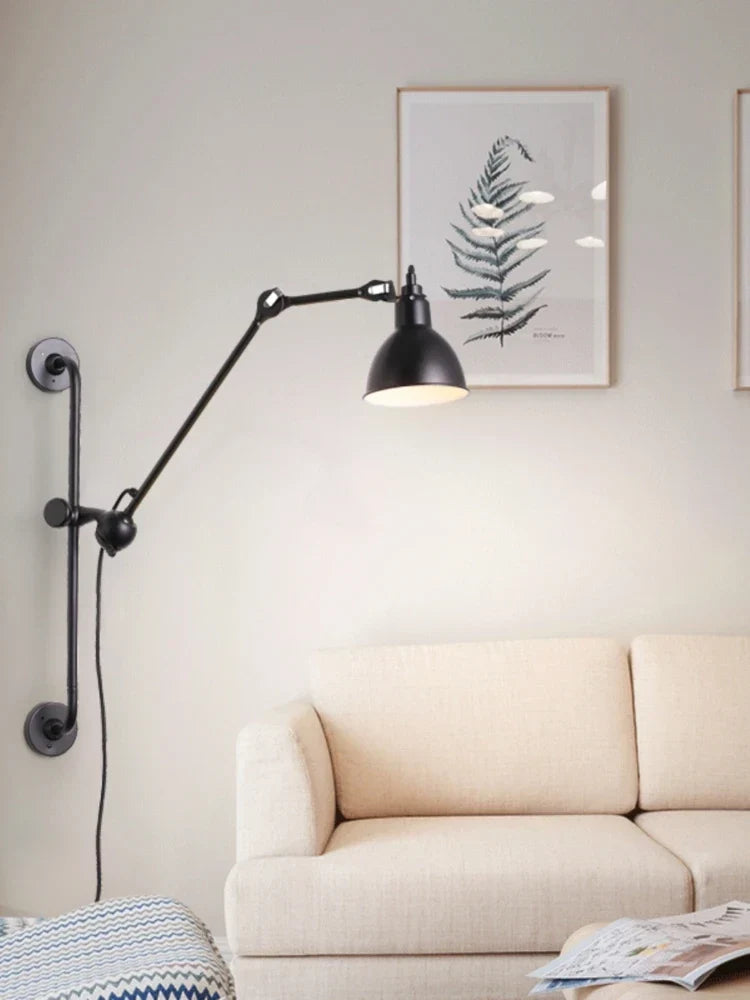 Industrial adjustable arm wall light