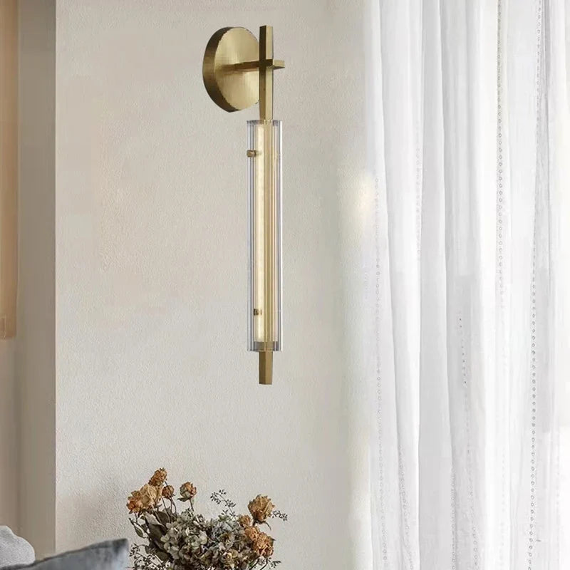 Minimalist copper linear wall light