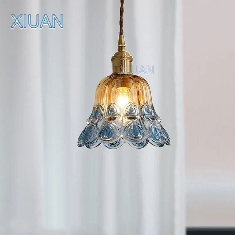 Glass bedside pendant wall light