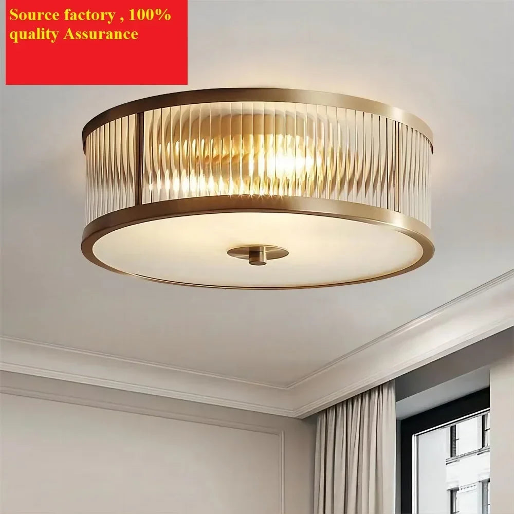 Copper crystal ceiling light