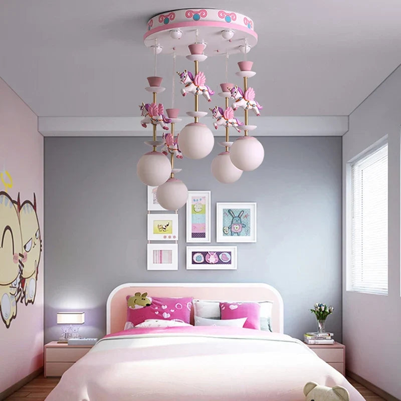 Kids LED Glass Pendant, Blue or Pink, view 5
