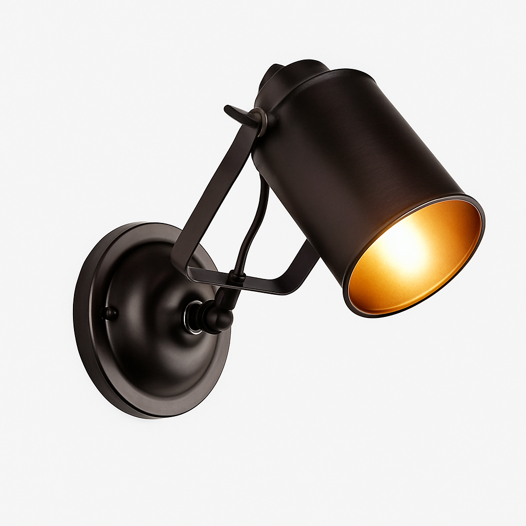 Black metal cafe wall spotlight