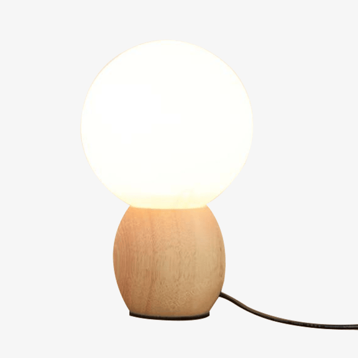 Wood ball table lamp