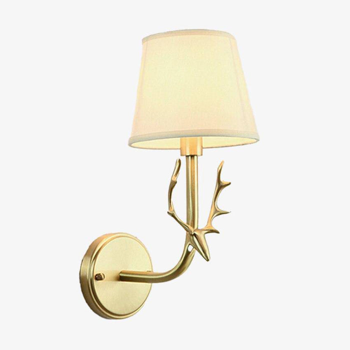 Fly gold metal and fabric wall light