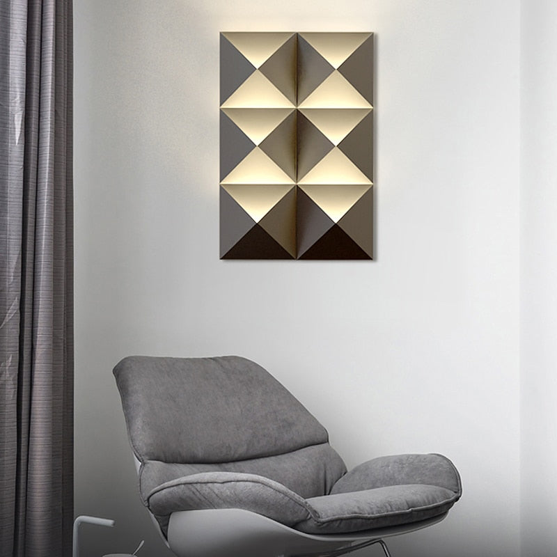 Red envelope wall light in a hallway