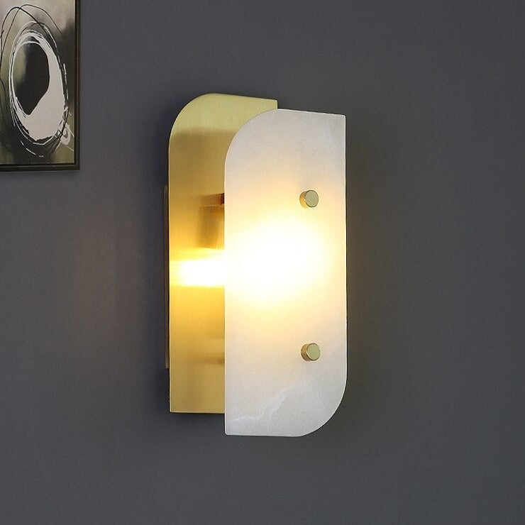 Marble rectangle wall light in a bedroom