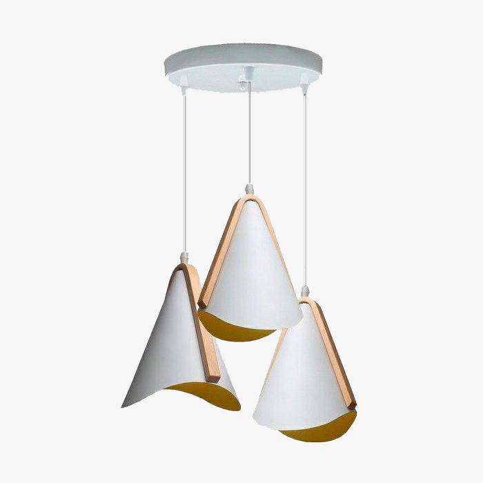 Nordic white metal and wood pendant light